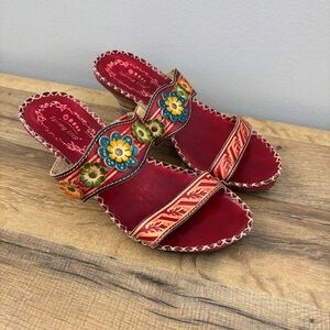 Spring Step Leather Tango Slip On Kitten Heel Mule Sandals